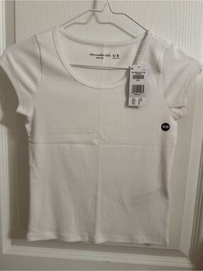 abercrombie kids White Ribbed Short Sleeve Baby Tee